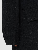 Joseph Black Tweed Knit High Neck Sweater