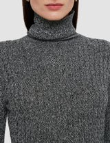 Joseph Ribbed Cableknit High Neck Sweater Black/Ivory