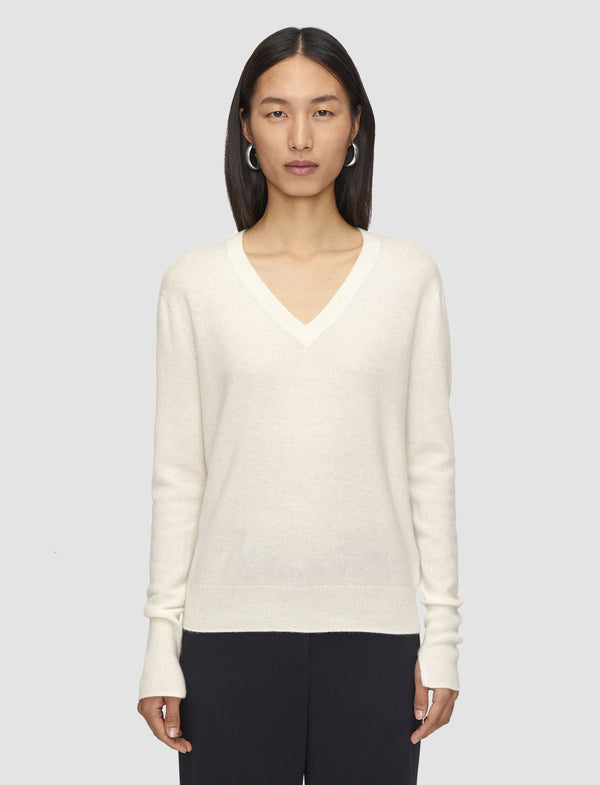 Joseph Lt Pure Cashmere V-Neck Sweater Ivory