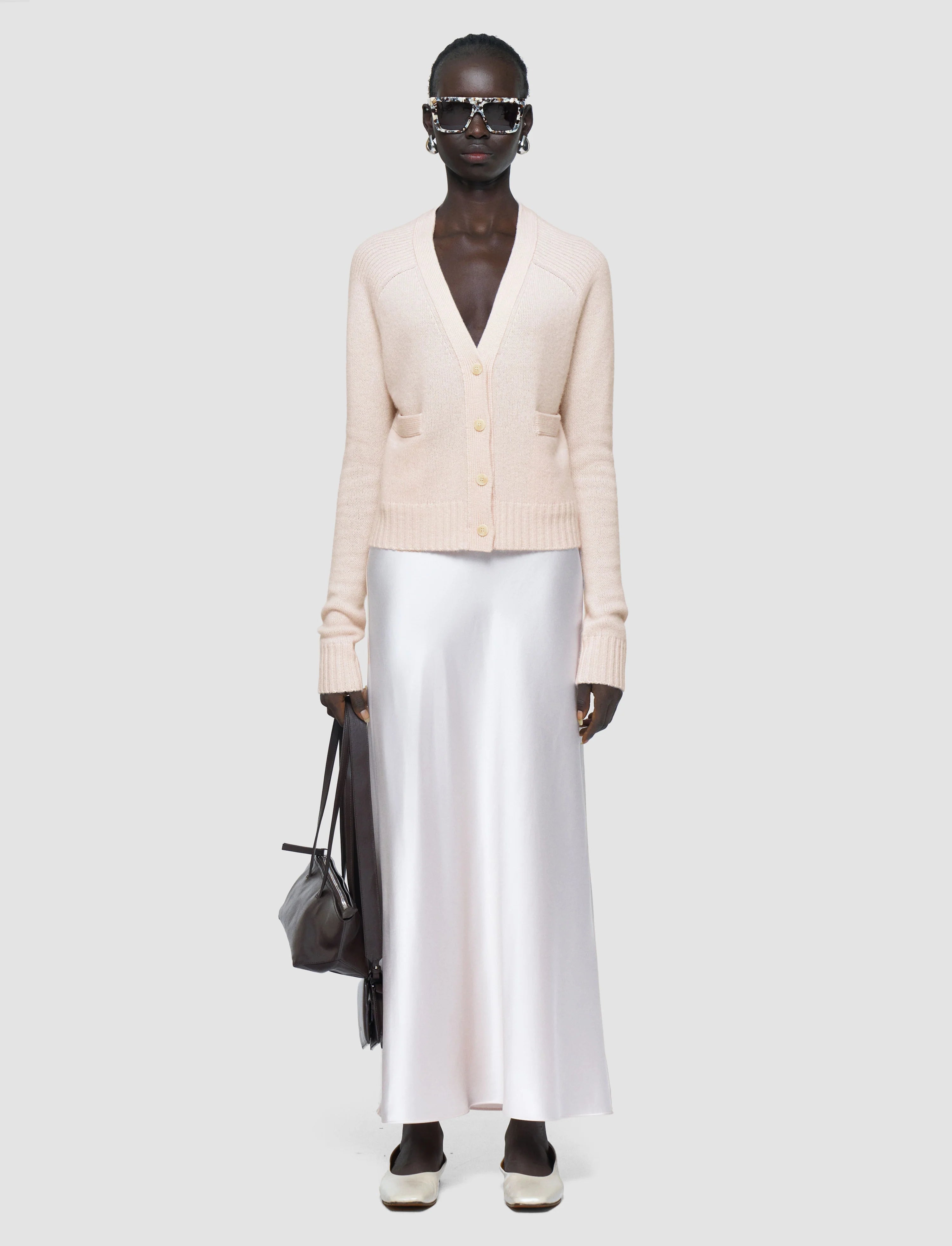 Joseph Open Cashmere Cardigan Rose