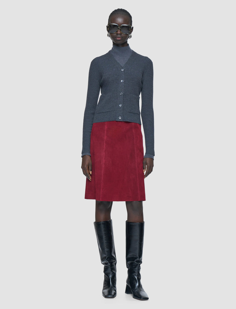 Joseph Merino Rib Cardigan Smoke