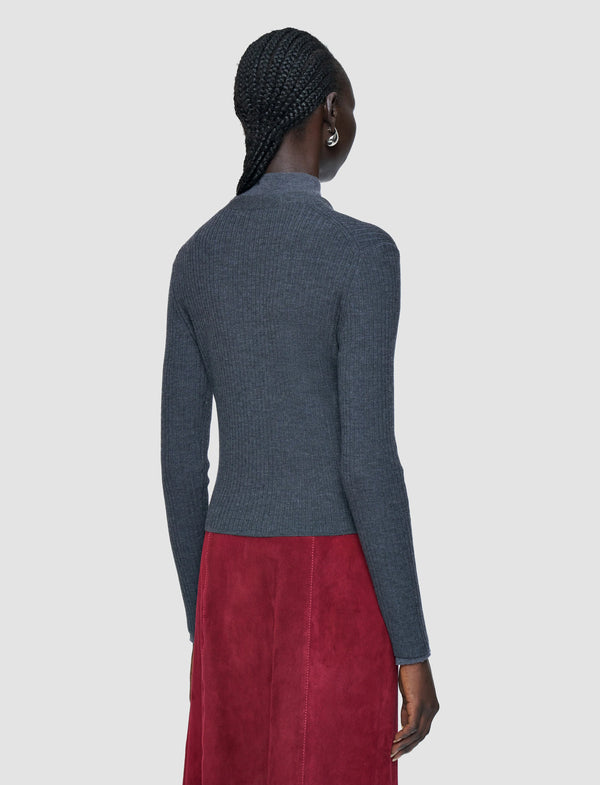 Joseph Merino Rib Cardigan Smoke