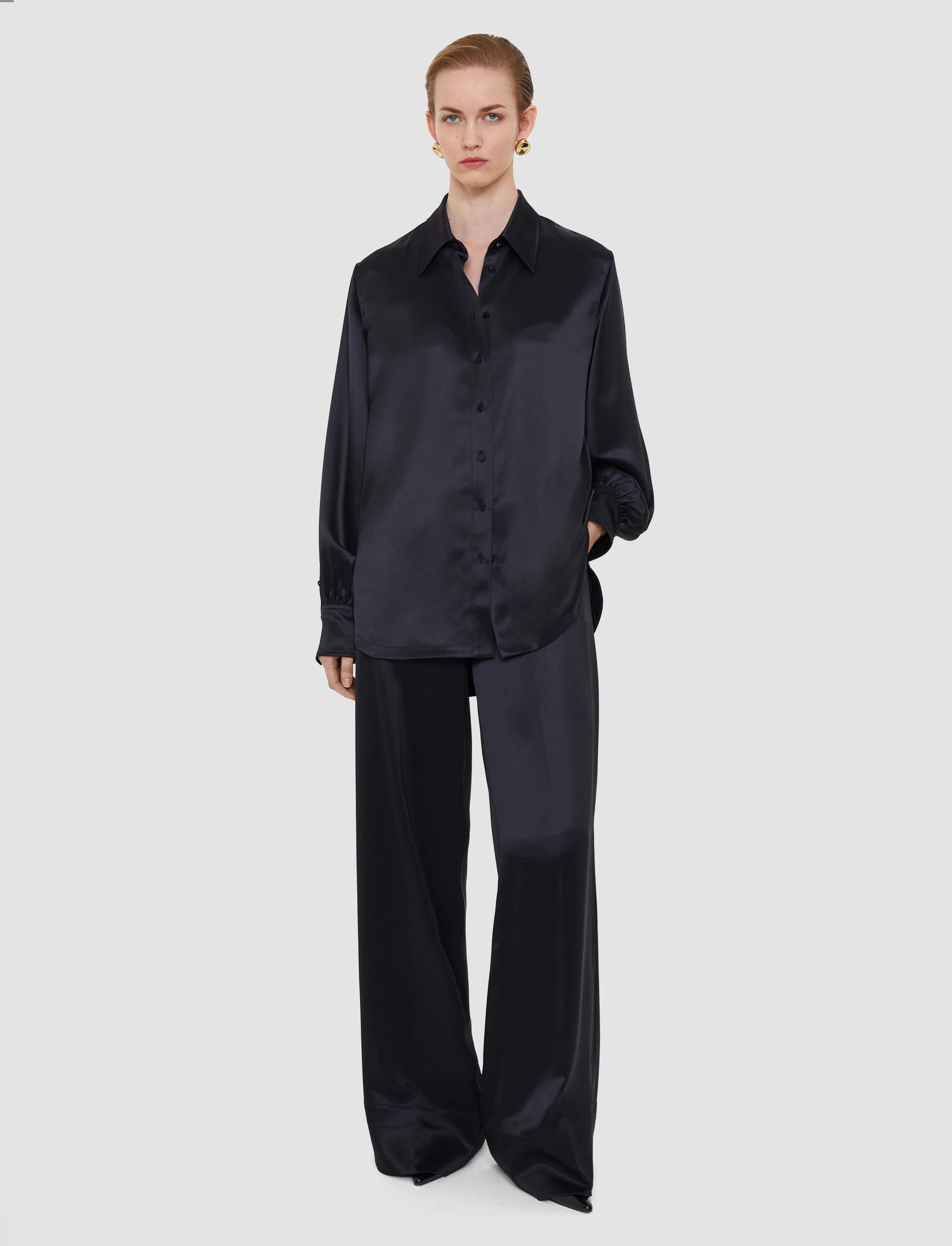 Joseph Dieu Double Satin Blouse | Black