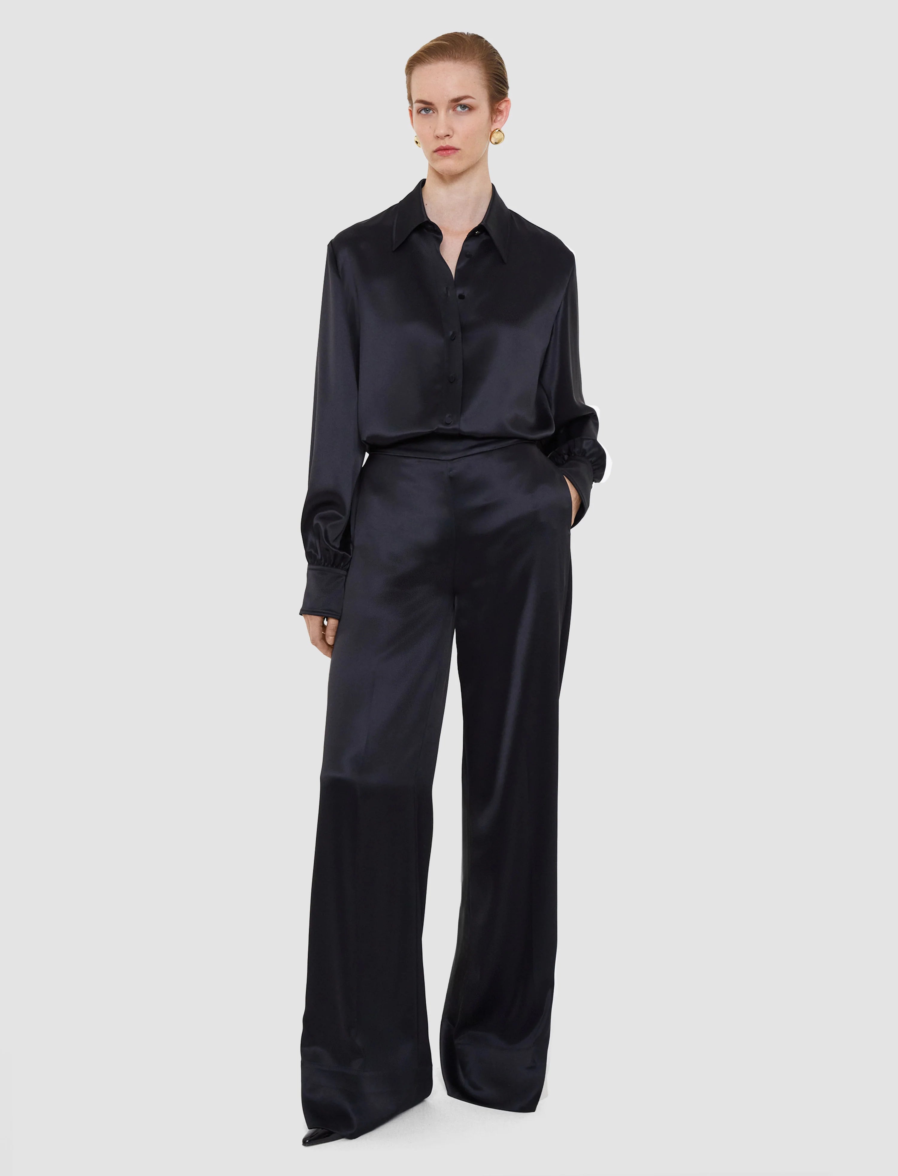 Joseph Dijon Double Satin Trousers | Black
