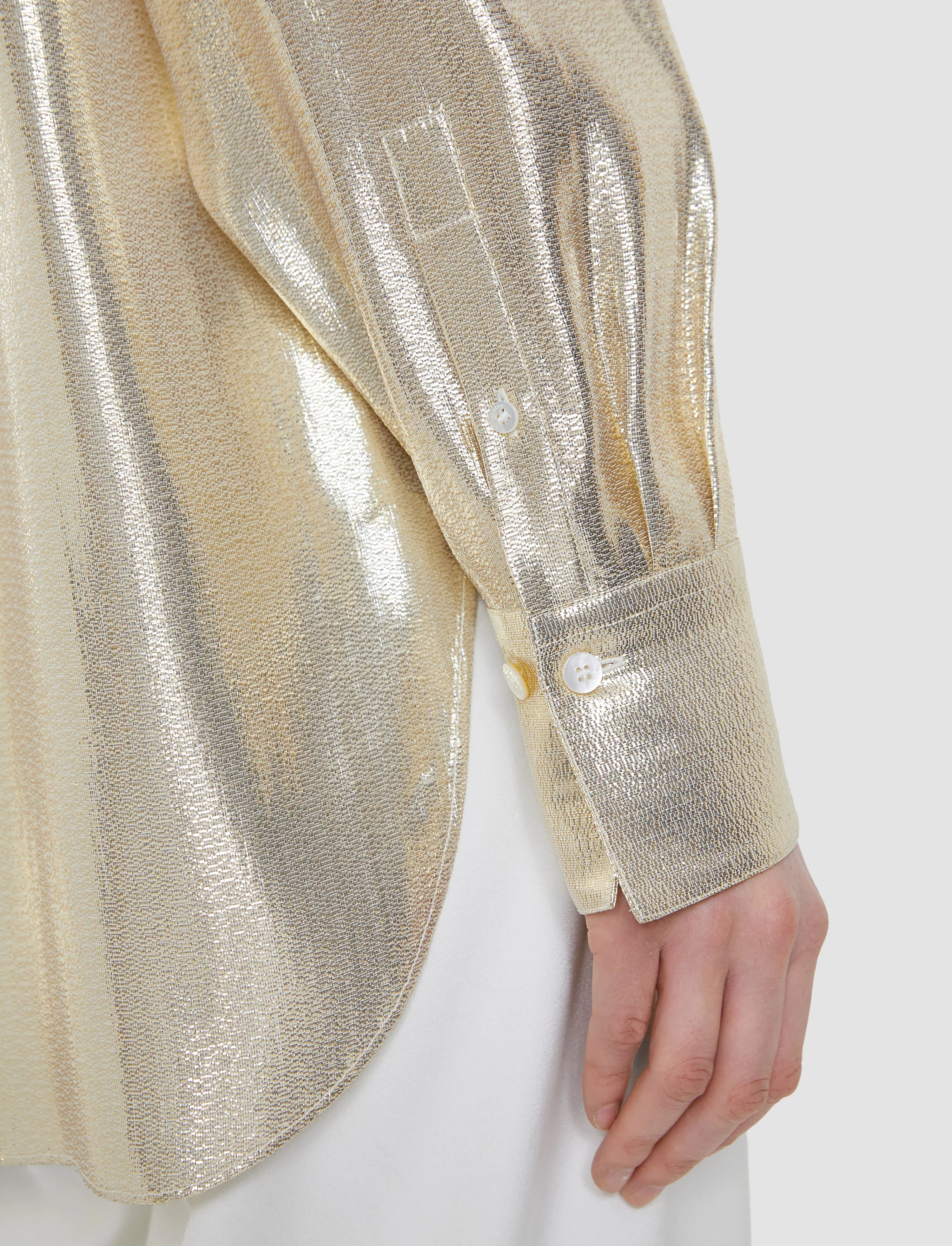 Joseph Capri Lamé Silk Blouse | Gilt