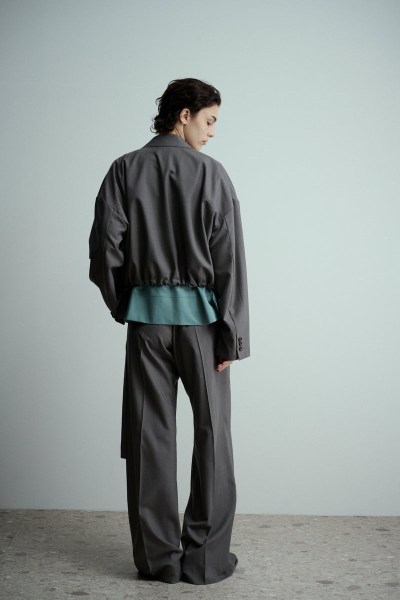 UJOH Slate Grey Cropped Draw Cord Jacket