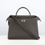Lutece PM Leather Bag Charcoal Grey