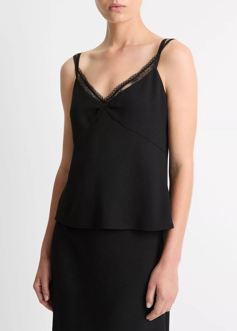 Vince Black Lace-Trim Cami Tank