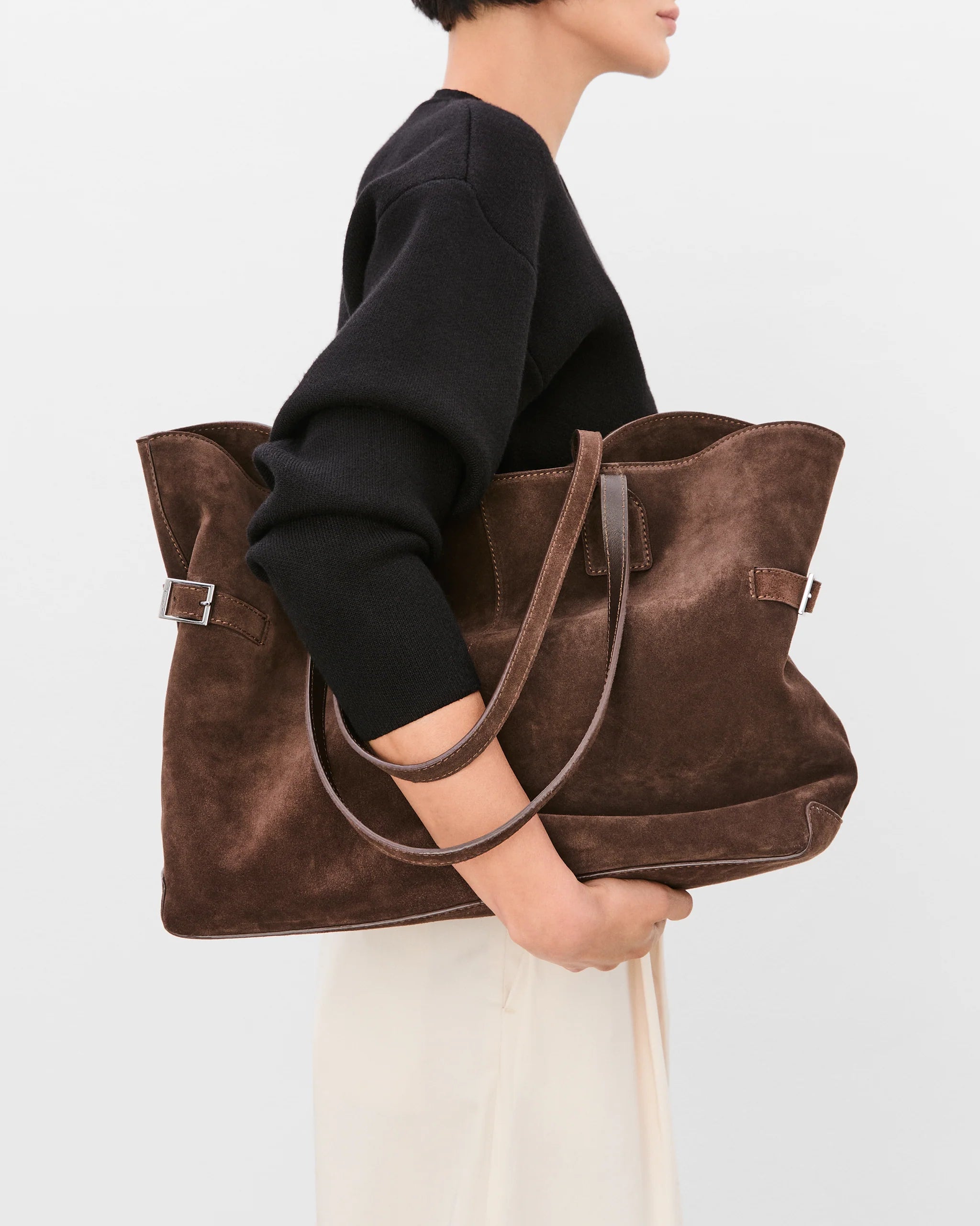 Flattered Chocolate Suede Lesley Tote Bag