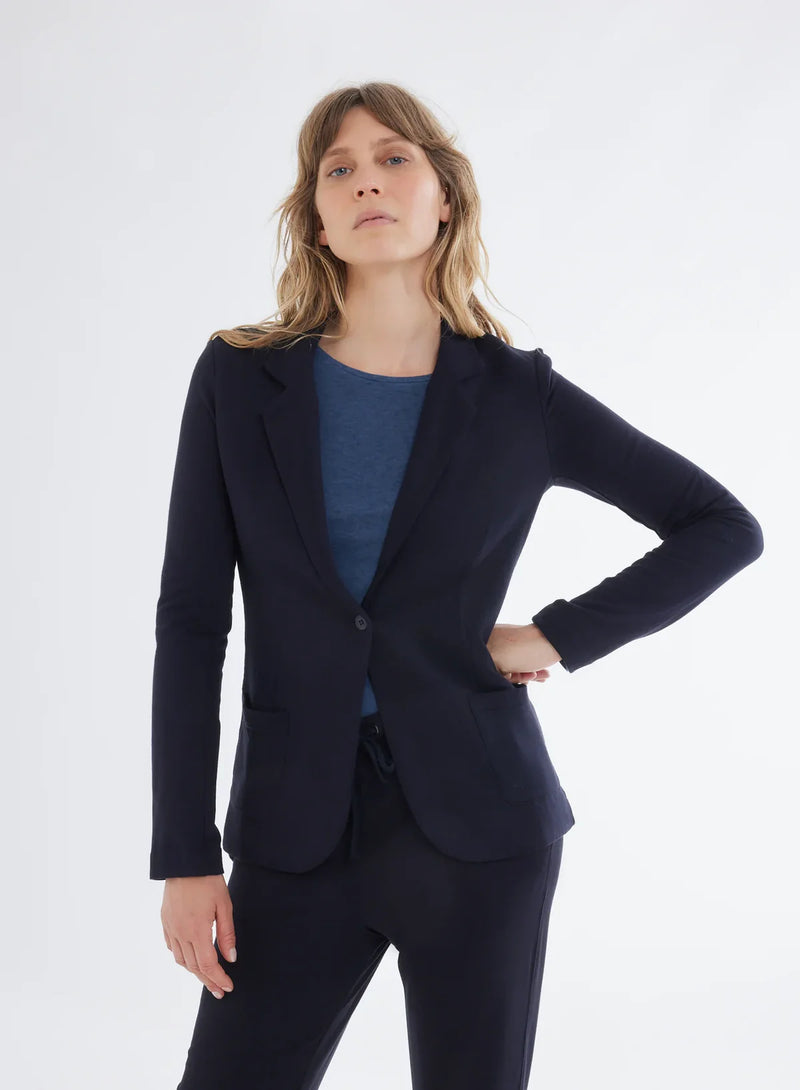 Majestic Filatures French Terry One-Button Blazer Marine