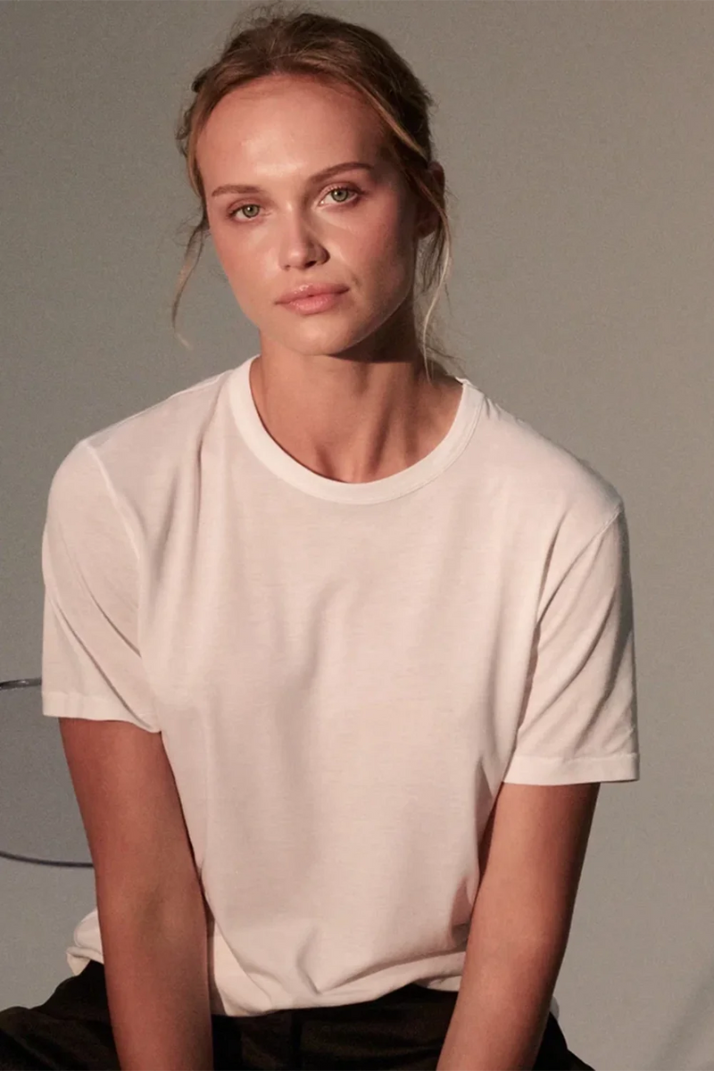 Majestic Filatures Lyocell Cotton SS Relaxed Tshirt Blanc