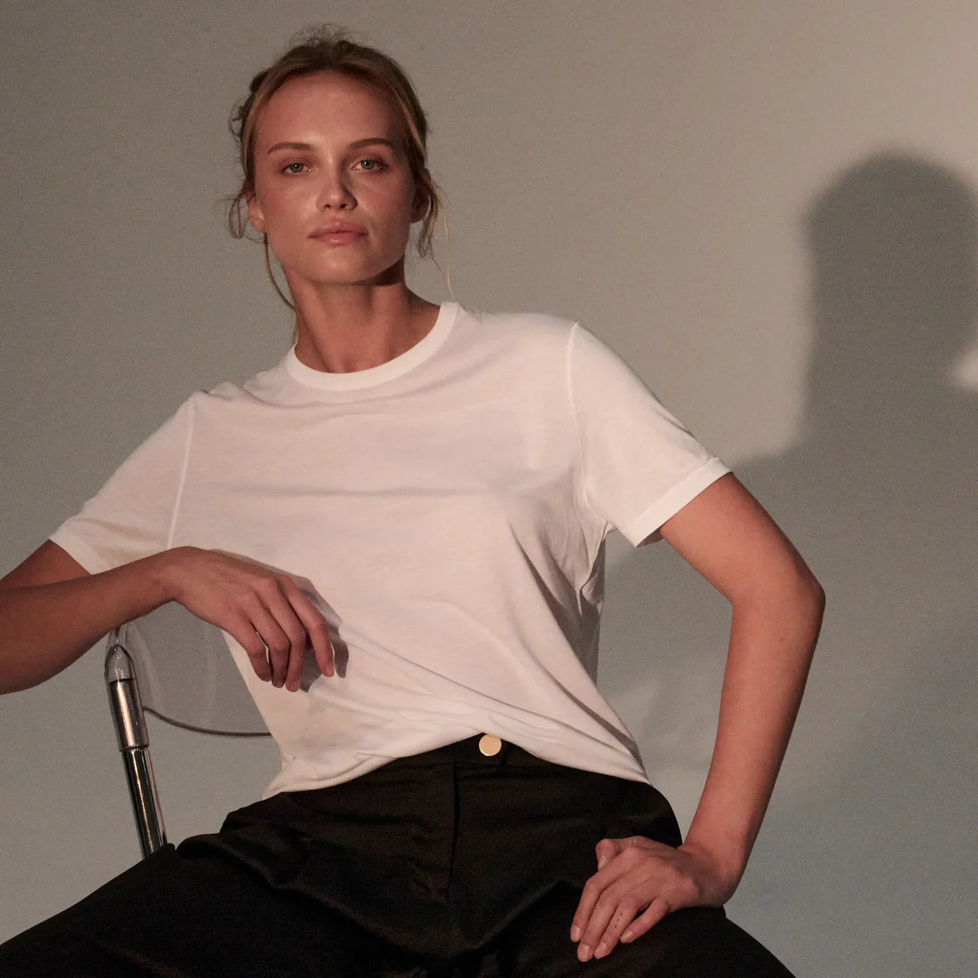 Majestic Filatures Lyocell Cotton SS Relaxed Tshirt Blanc