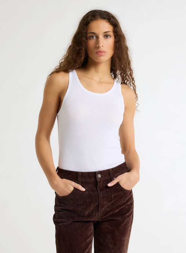 Majestic Filatures Lyocell Cotton Rib Tank Top Blanc