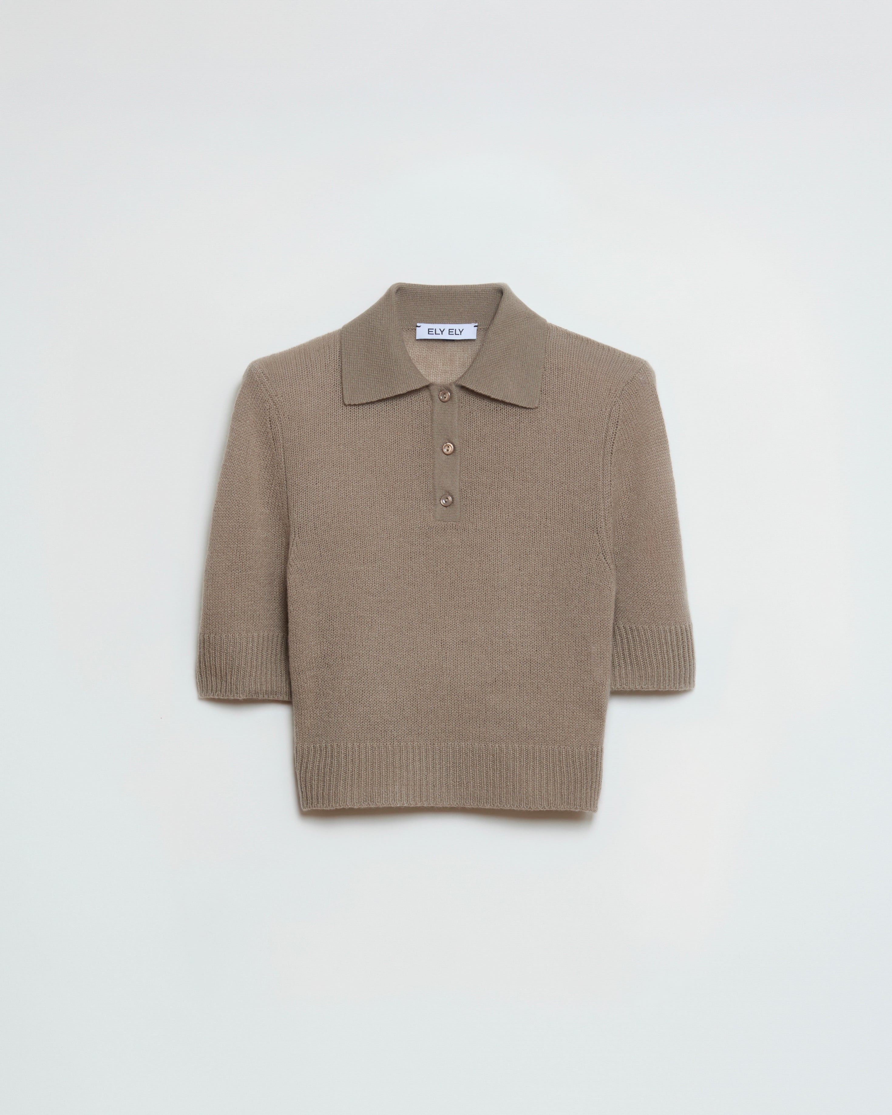 ELY ELY Margot Cashmere Crop Polo Tee | Fungi