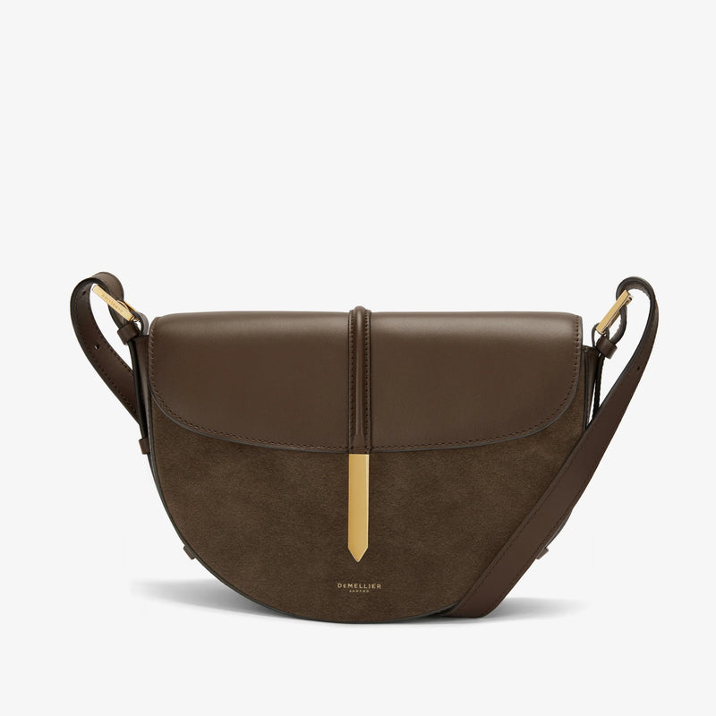 DeMellier Tokyo Saddle Bag Mocha Suede/ Smooth Leather