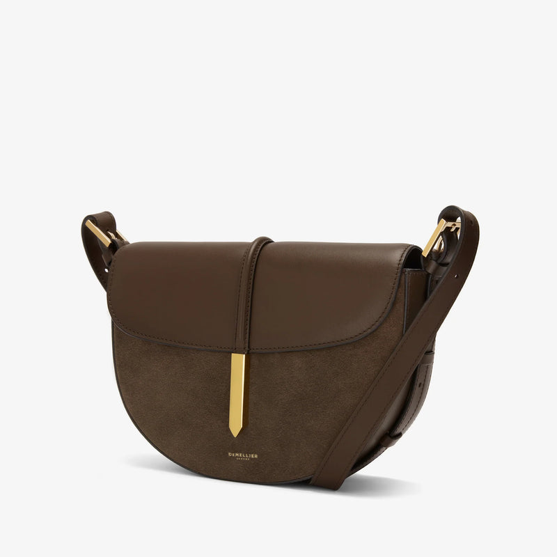 DeMellier Tokyo Saddle Bag Mocha Suede/ Smooth Leather