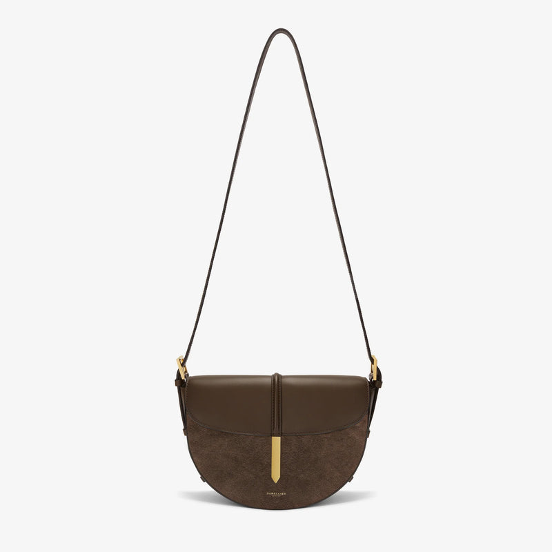 DeMellier Tokyo Saddle Bag Mocha Suede/ Smooth Leather