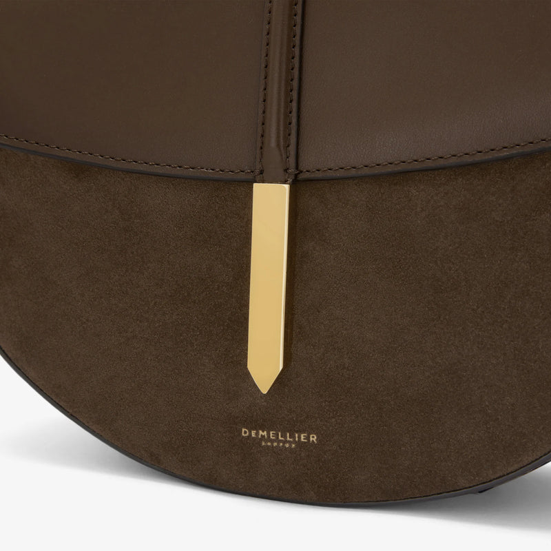 DeMellier Tokyo Saddle Bag Mocha Suede/ Smooth Leather