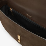 DeMellier Tokyo Saddle Bag Mocha Suede/ Smooth Leather