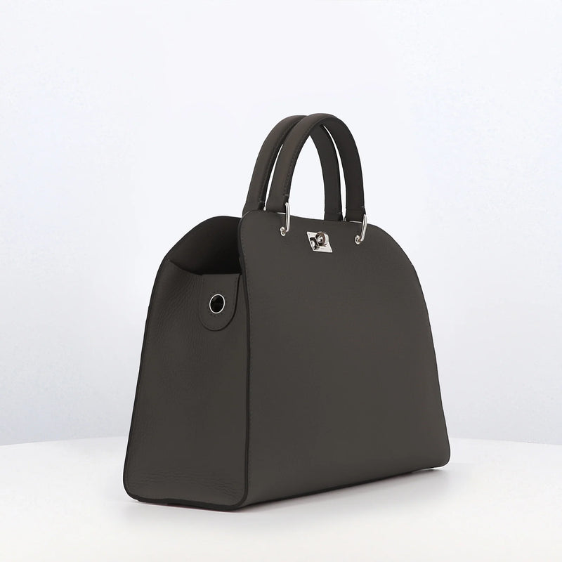 Opera PM Leather Bag Charcoal Grey