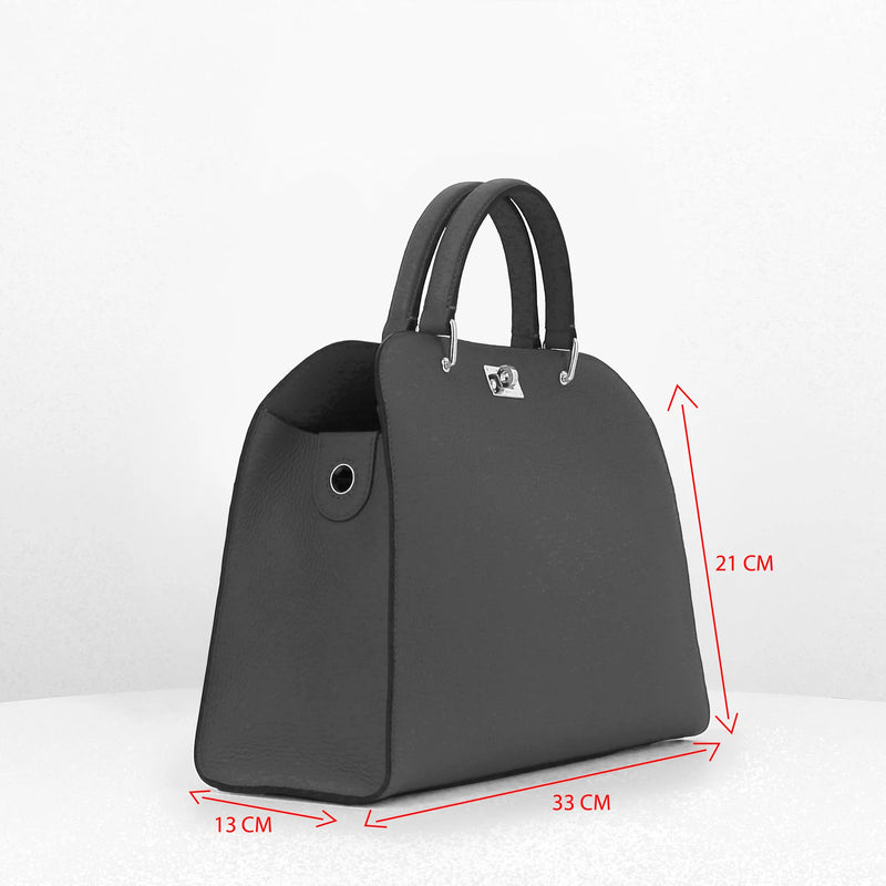 Opera PM Leather Bag Charcoal Grey