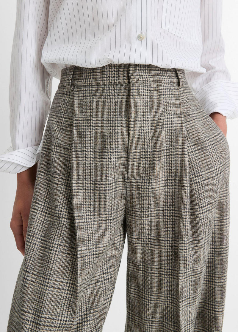 Vince Italian Wool Plaid High Rise Trouser