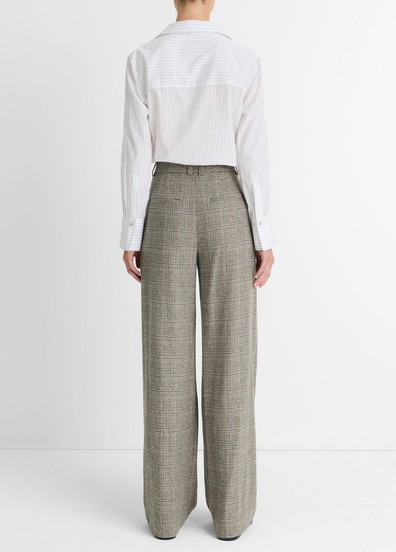 Vince Italian Wool Plaid High Rise Trouser