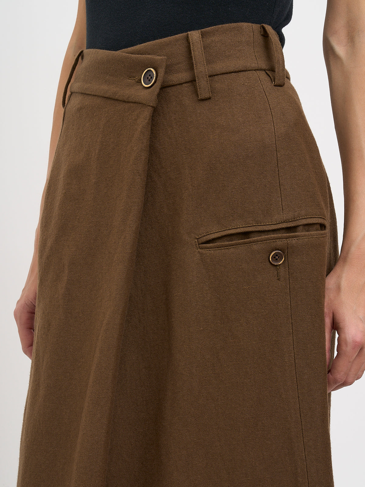 Uma Wang Wool Guset Skirt | Brown