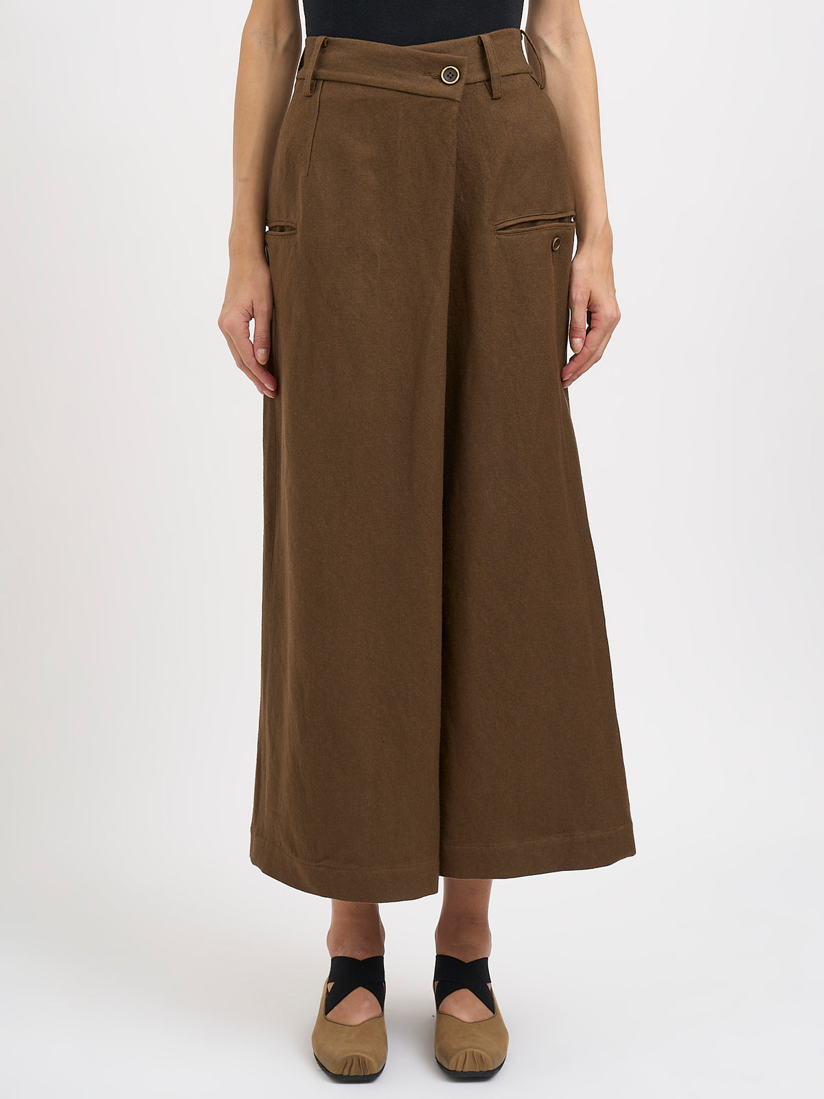 Uma Wang Wool Guset Skirt | Brown