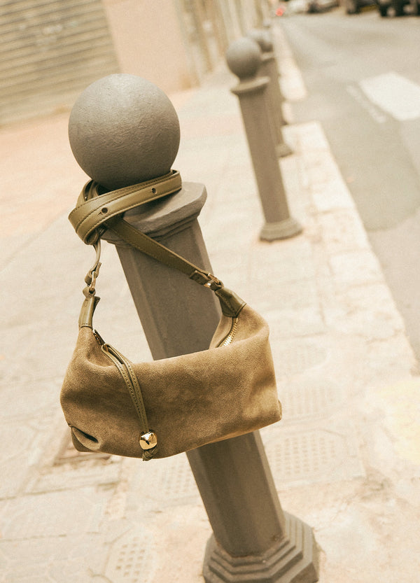 Flattered Ru Crossbody Olive Suede Bag