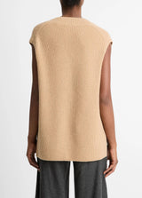 Vince Ribbed Wool-Cashmere Camel Sweater Vest