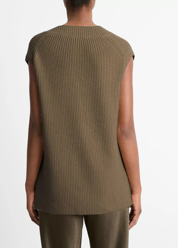 Vince Ribbed Wool-Cashmere Vine Sweater Vest