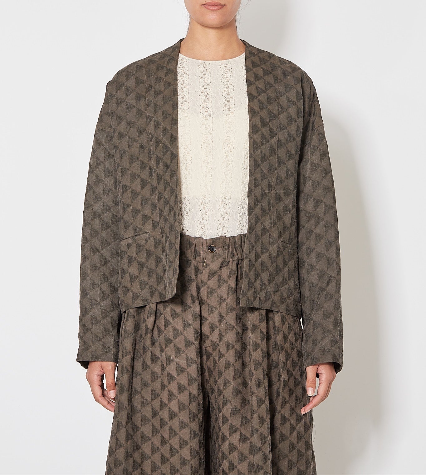 Uma Wang Linen Klarke Jacket Brown Grey