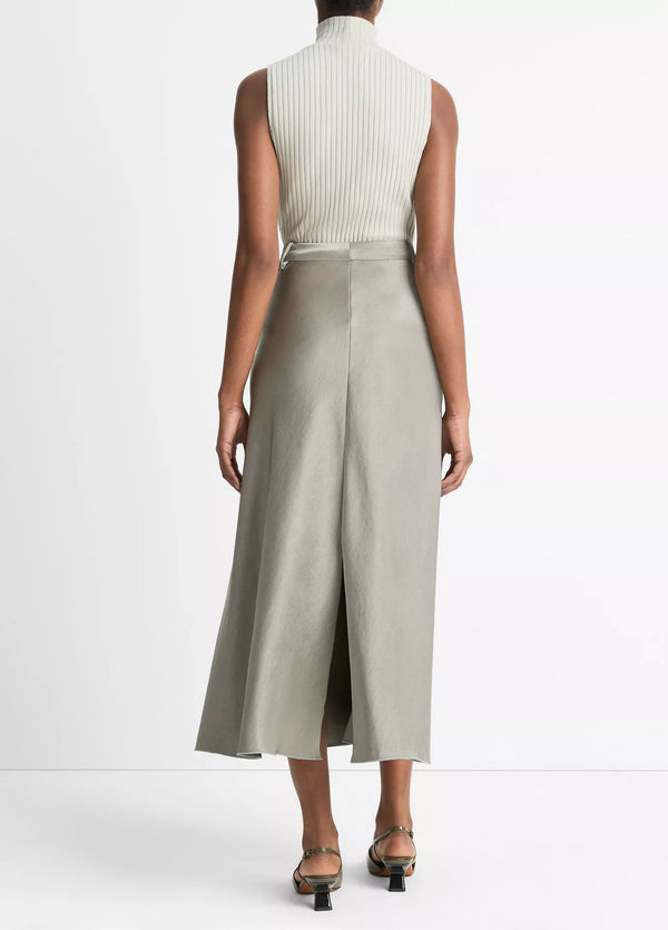 Vince Satin A-Line Skirt Smoky Moss