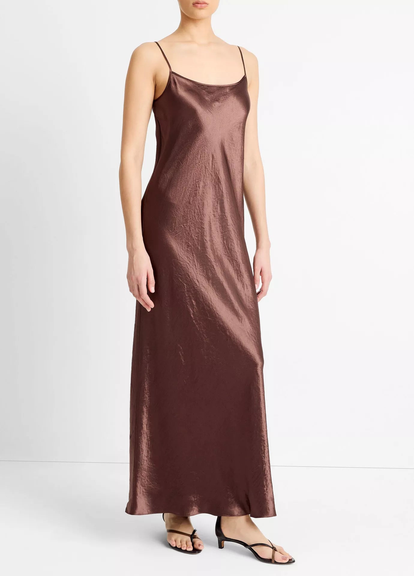 Vince Maxi Bias Slip Dress Chocolate