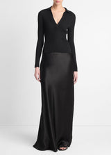 Vince Black Satin Maxi Skirt