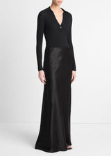 Vince Black Satin Maxi Skirt