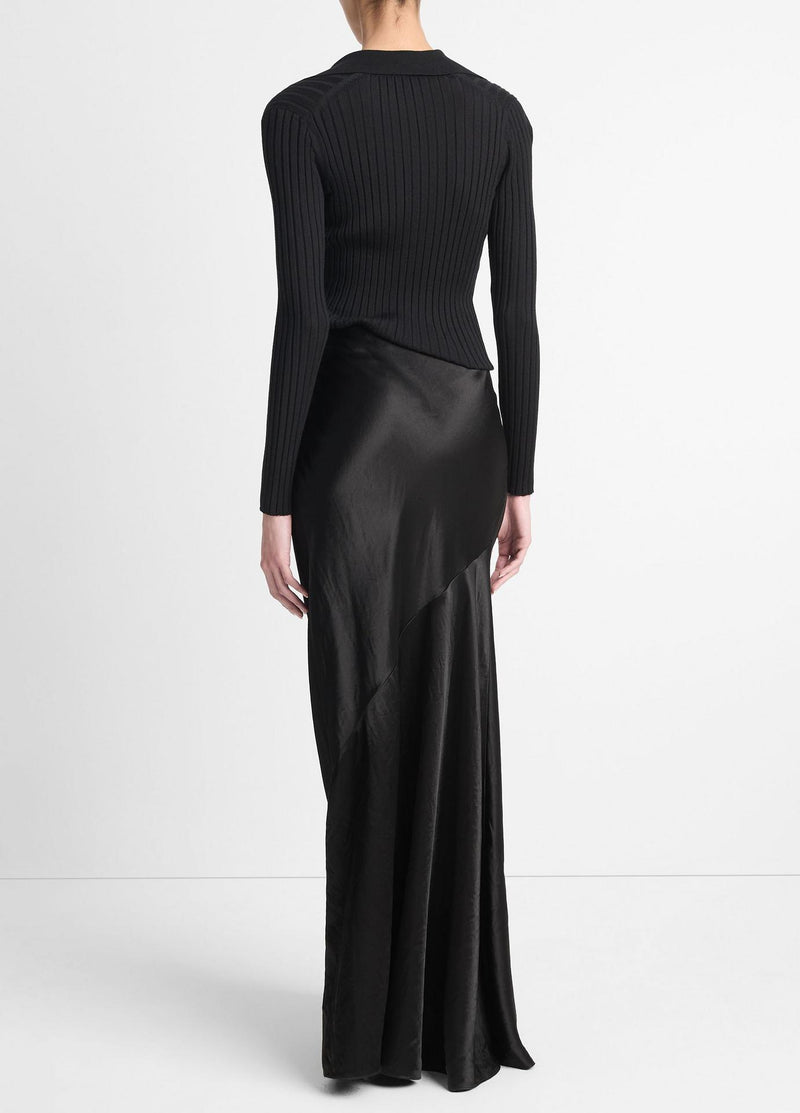 Vince Black Satin Maxi Skirt