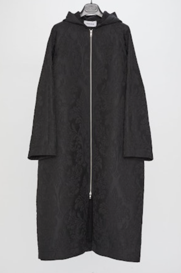 Hache Black Damask Oversized Parisian Trench