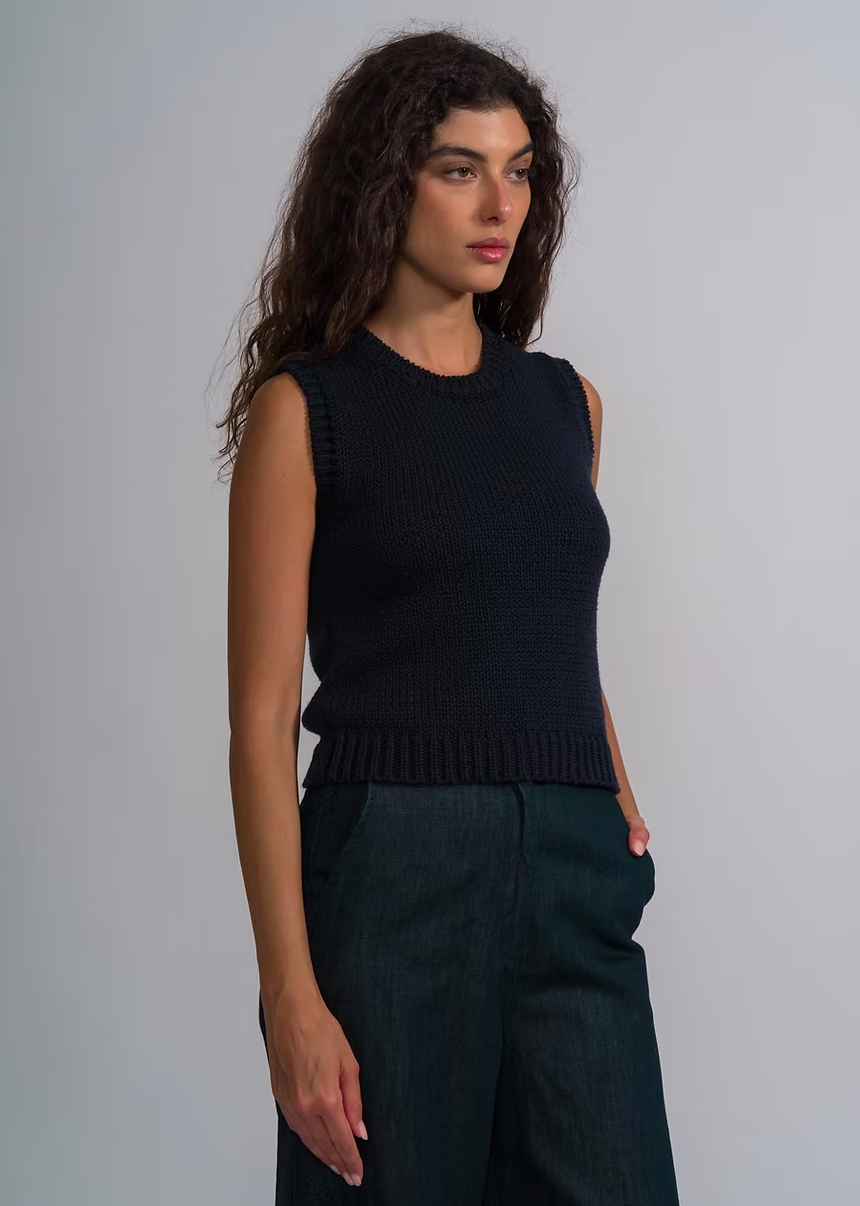 MJ Watson Cotton Knit Vest | Navy