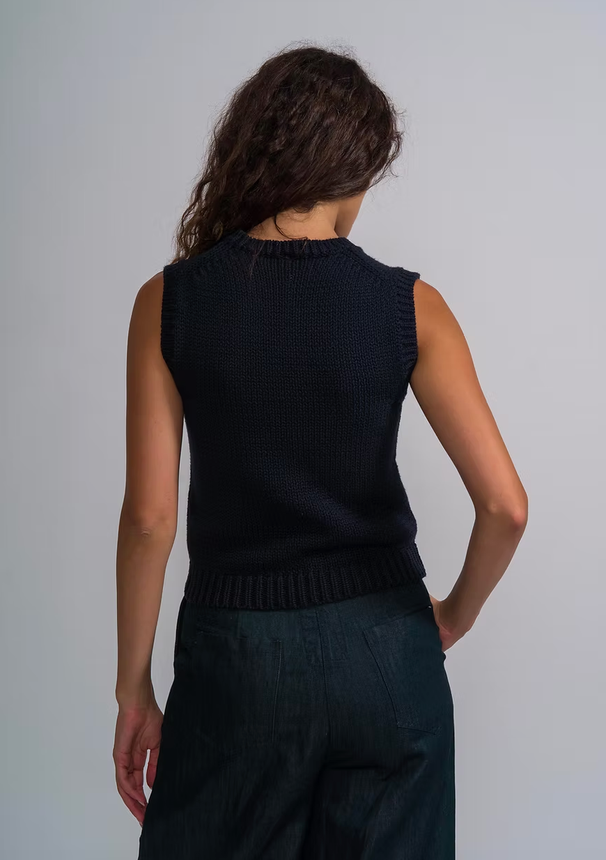 MJ Watson Cotton Knit Vest | Navy