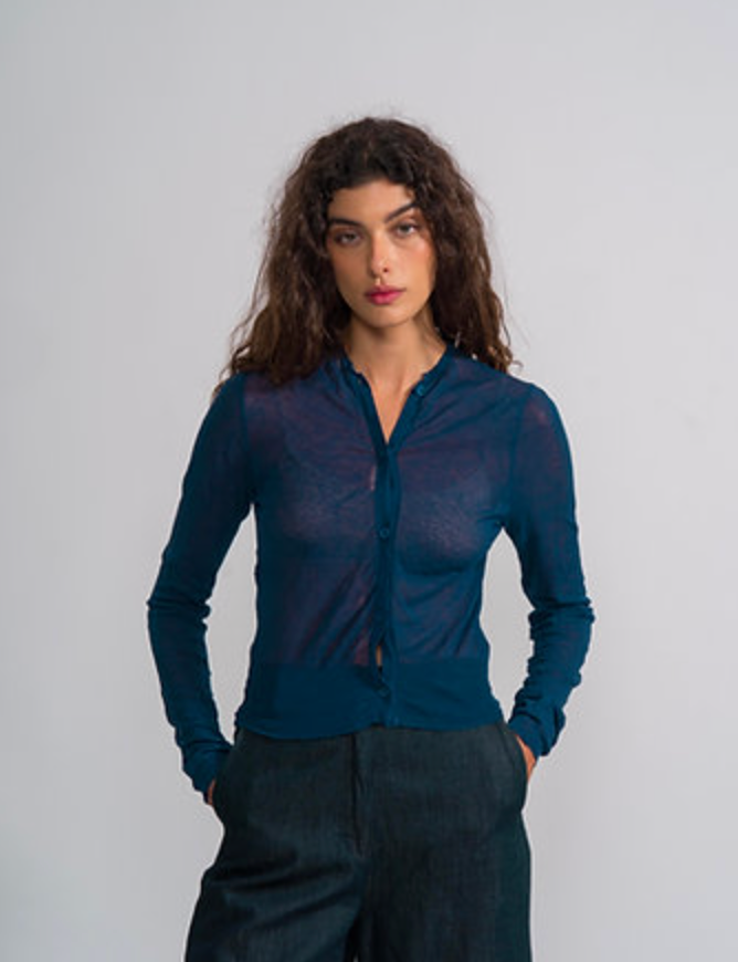 MJ Watson Cotton Crinkle Cardigan | Leaf