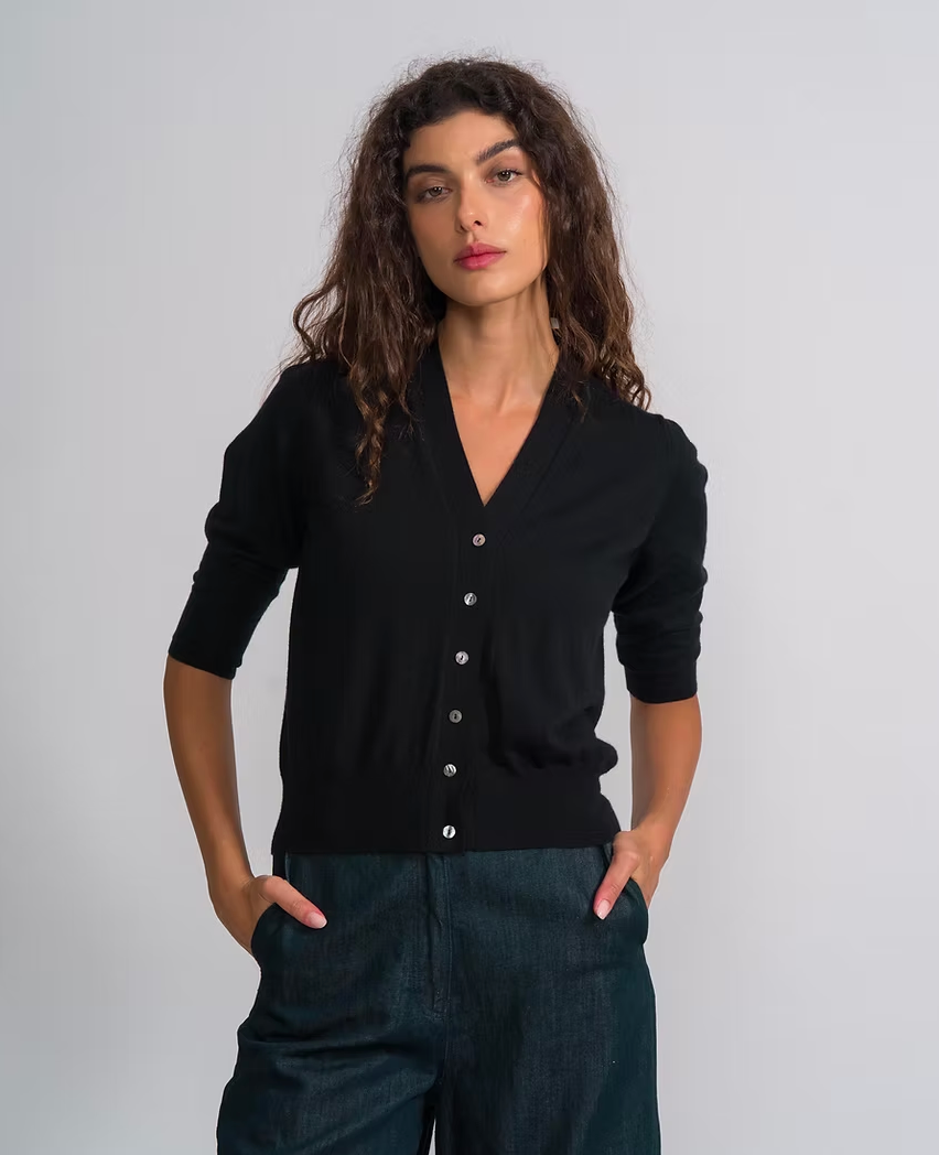 MJ Watson Fine Cashmere Cardigan | Ink