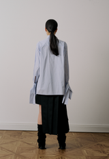 UJOH Striped Shirt/ Ribbon Cuffs