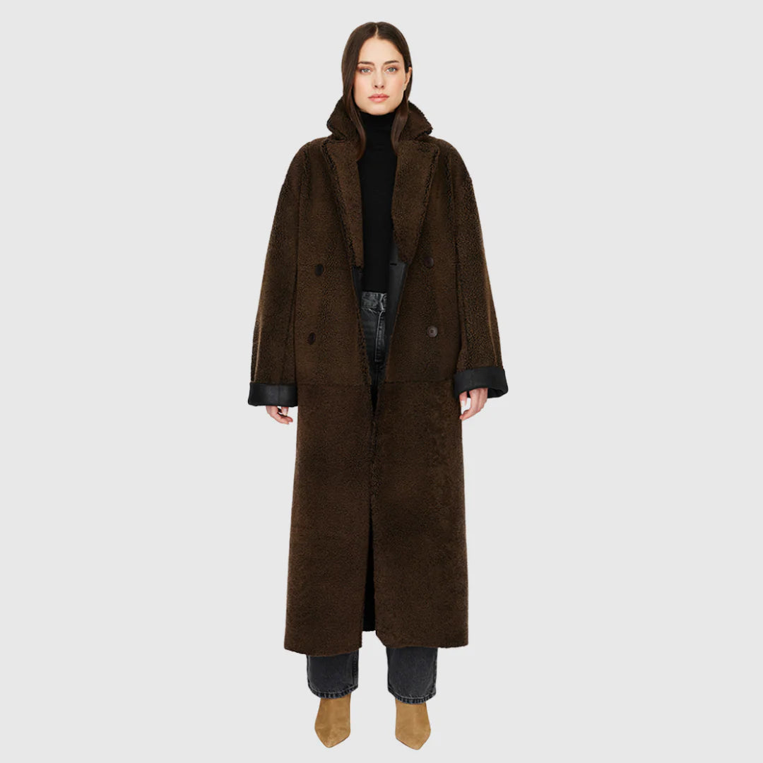 HiSO Danielle Reversible Shearling Coat | Macassar