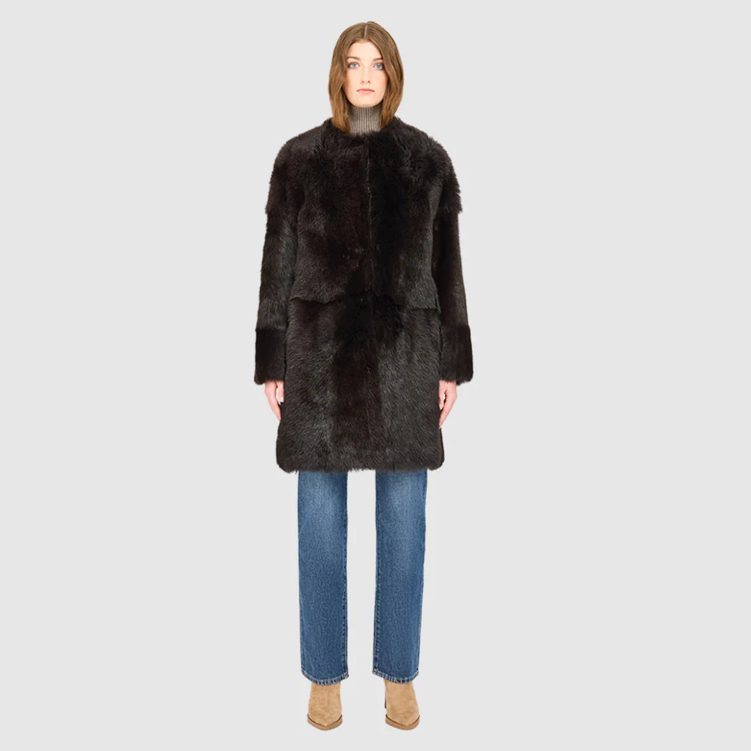 HiSO Allora Reversible Shearling Coat | Chocolate