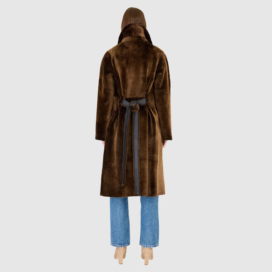 HiSO Zira Nappa Reversible Shearling Coat | Macassar