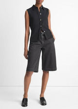 Vince Black Sleeveless Button Down Top