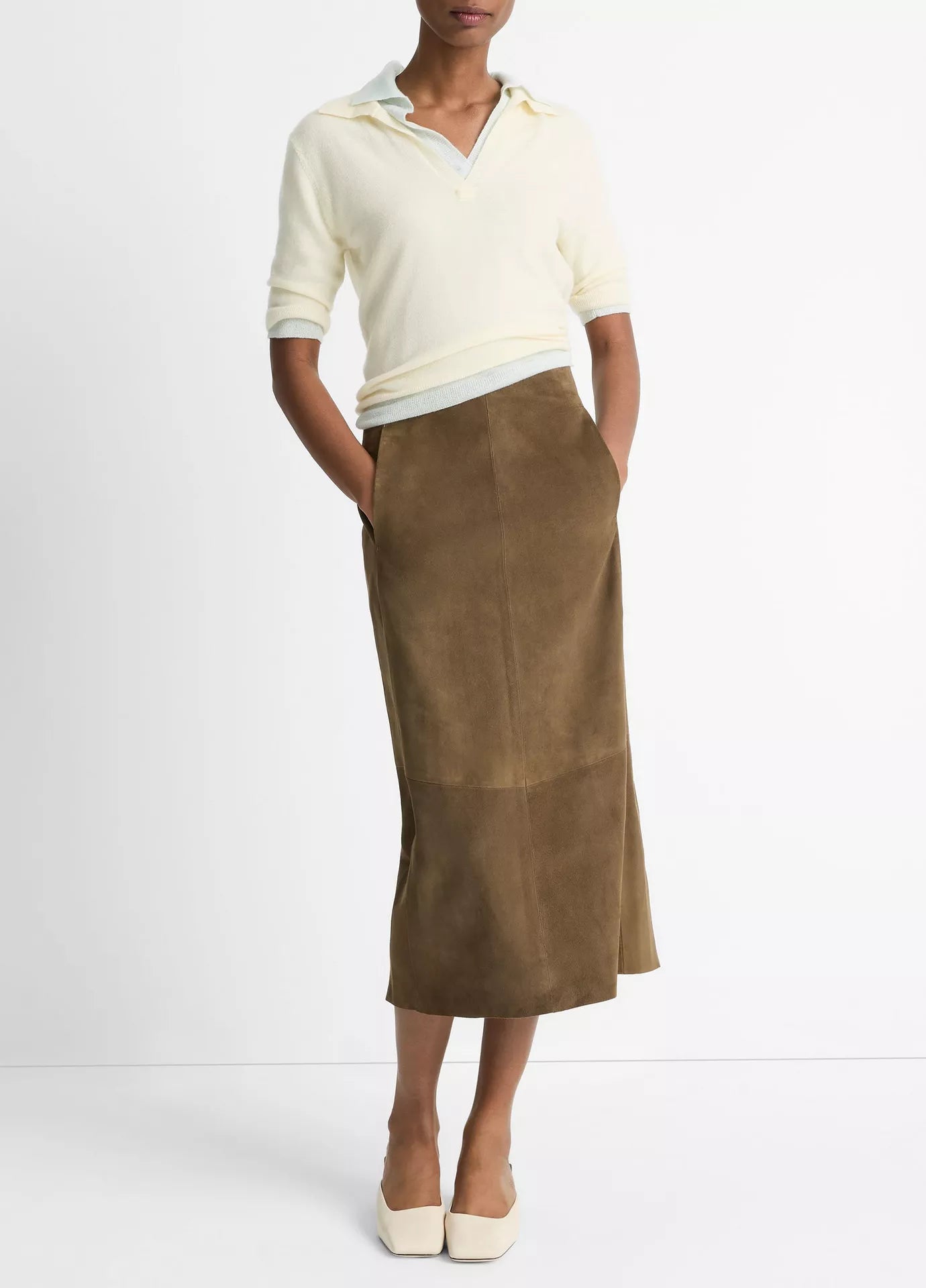 Vince Midi Suede Skirt