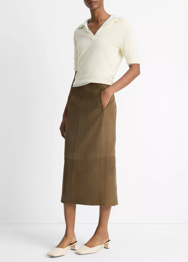 Vince Midi Suede Skirt